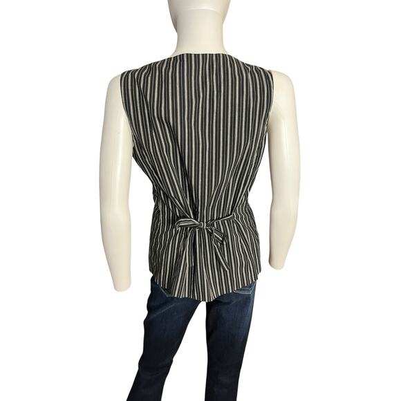 Vintage 90s Esprit Black Pinstripe Double Breasted Sleeveless Vest Size L - Picture 5 of 6
